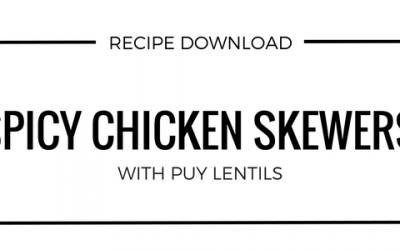 Spiced Chicken Skewers with Mango and Lentil Salad