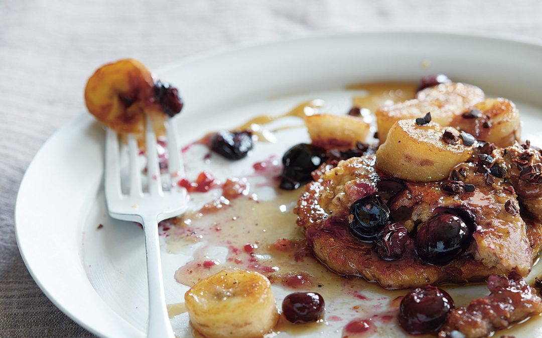 Gluten free banana and blueberry pancakes
