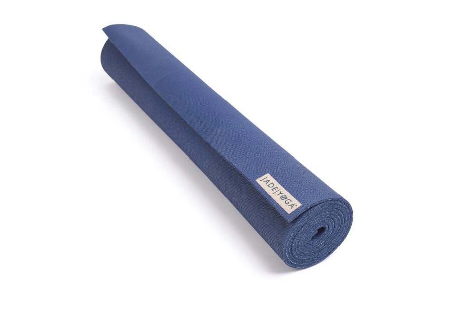Jade Yoga Harmony 68 Inch Yoga Mat | Midnight Blue - Rolled