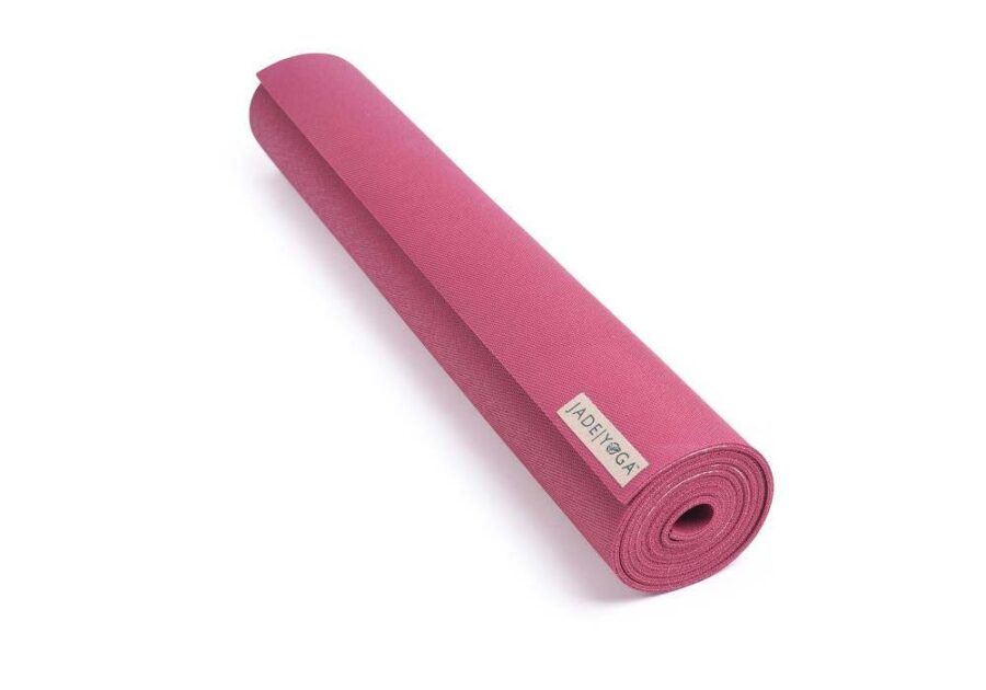 Jade Yoga Harmony 68 Inch Yoga Mat | Raspberry - Rolled