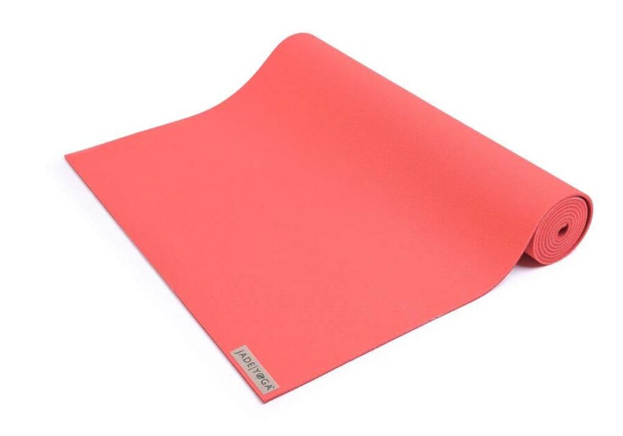 Jade Yoga Harmony 68 Inch Yoga Mat | Sedona Red - Half Rolled
