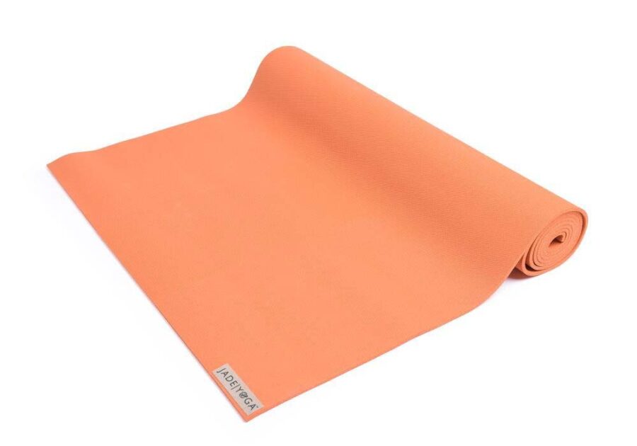 Jade Yoga Harmony 68 Inch Yoga Mat | Tibetan Orange - Half Rolled