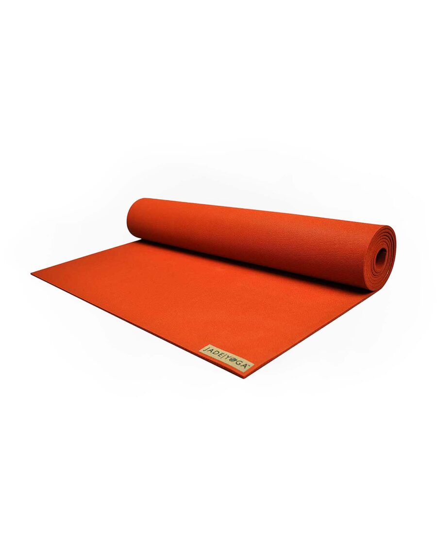 Jade Yoga Harmony 71 Inch Yoga Mat | Clay - Half Rolled