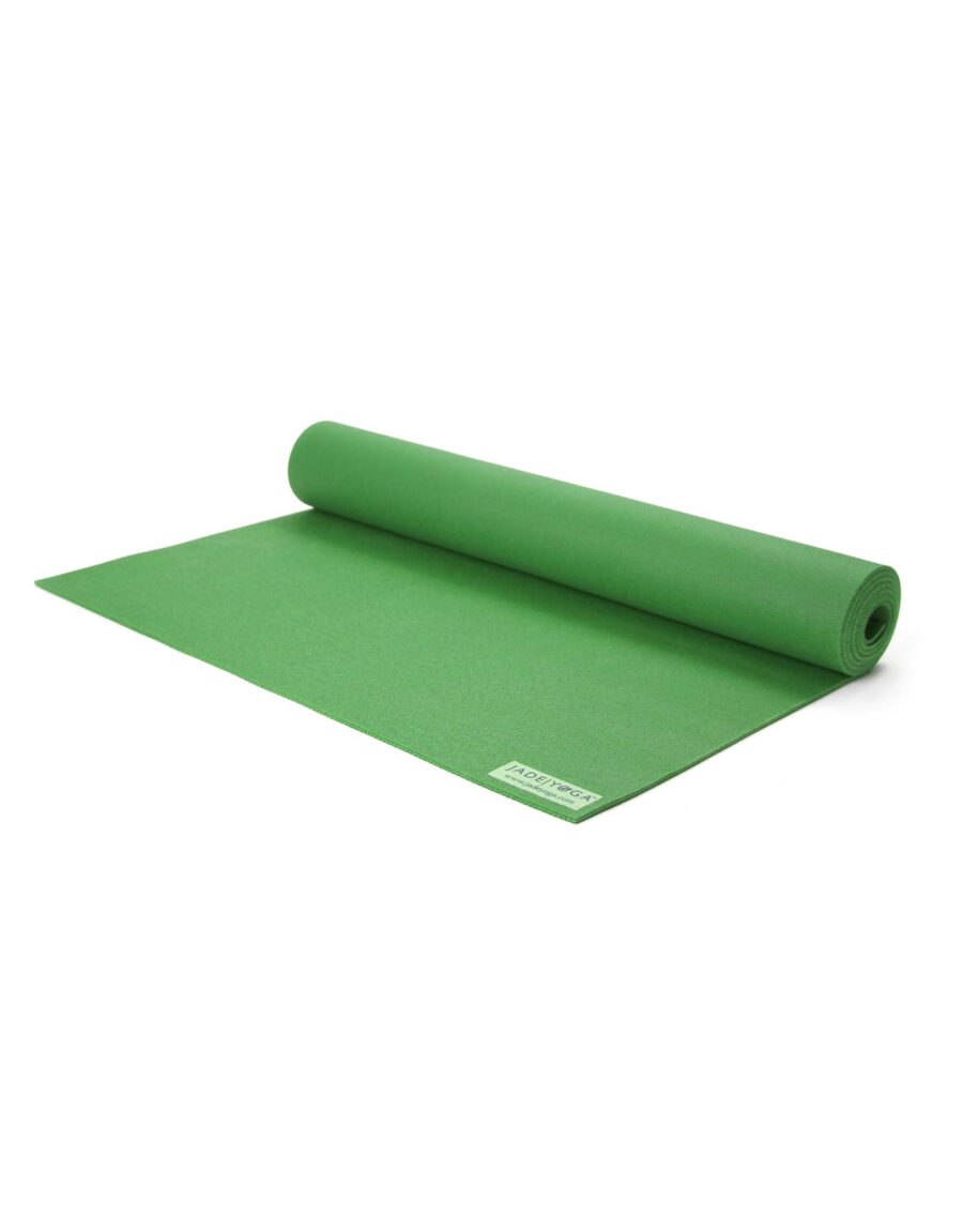 Jade Yoga Harmony 71 Inch Yoga Mat | Jungle Green - Half Rolled