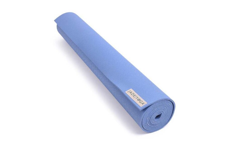 Jade Yoga Harmony 74 Inch Yoga Mat | Slate Blue - Rolled