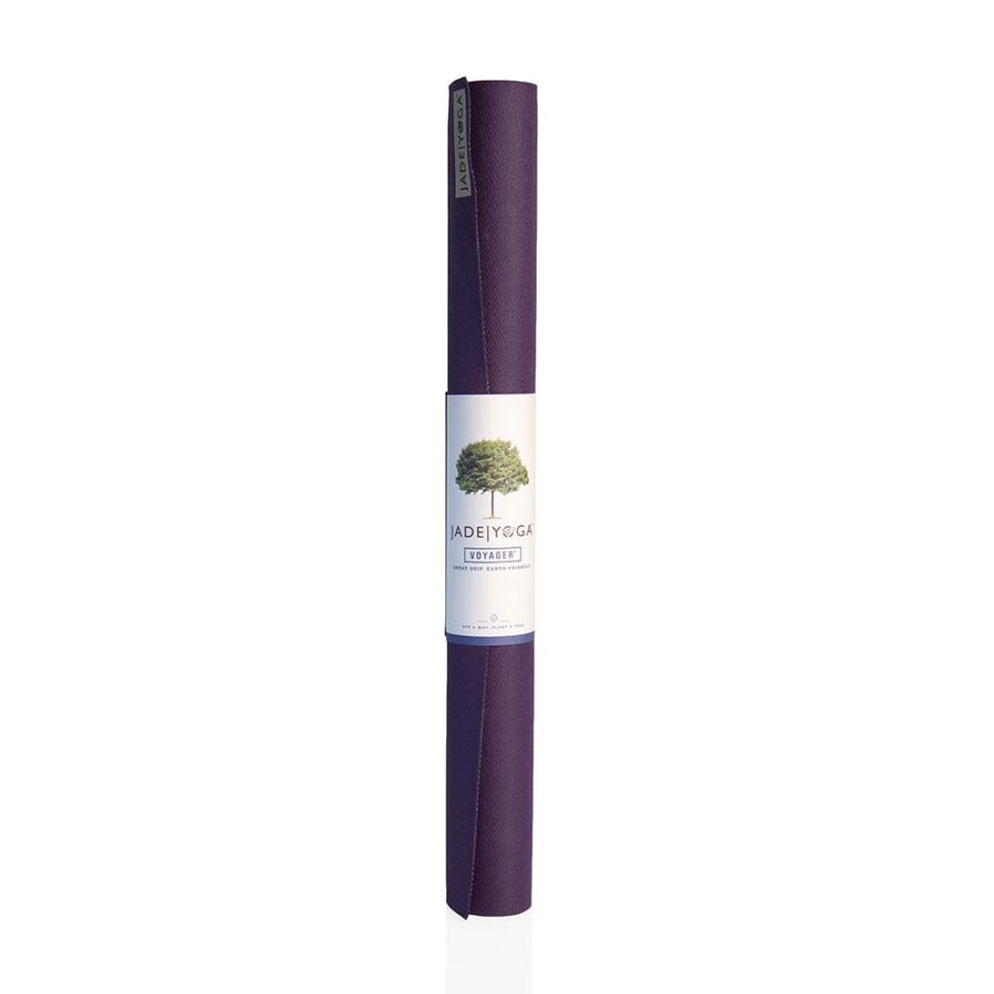 Jade Yoga Voyager Yoga Mat 1.6mm | Purple - Rolled with label